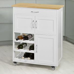 Kitchen Storage Cabinet on Wheels, Stainless Steel or Wooden Top