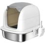 Stainless Steel Cat Litter Box with Lid, Litter Tray, Scoop, for Cat under 5 kg, 52.4 x 41.3 x 42 cm, White Image 3