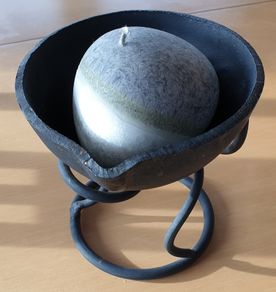 Irish Handmade Wrought Iron Candle Holder & Candle