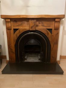 Fireplace surround+cast iron arch+ granite hearth