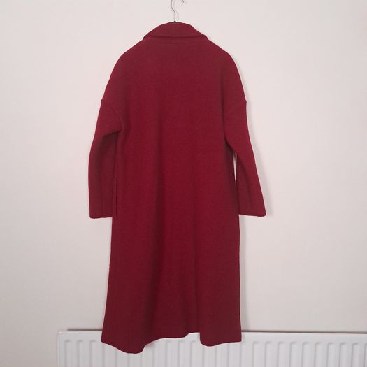 Carolyn Donnelly Cherry Red Shawl Collar 100% Wool Long Coat Overcoat 10UK/38EU
