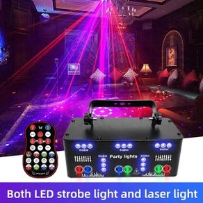 ALIEN 21 Hole RGB Party DJ Disco Beam Patterns Stage Laser Light Projector RGB UV LED Strobe Sound Party Holiday Wedding Lamp