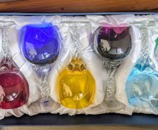 Italian coloured crystal wine glasses / goblets