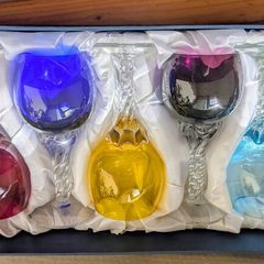 Italian coloured crystal wine glasses / goblets