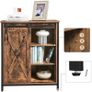 _Sideboard, kitchen cabinet with sliding door and adjustable shelf levels, bathroom cabinet, living room, hallway, kitchen, home office, steel frame, industrial style, vintage brown-black Image 6