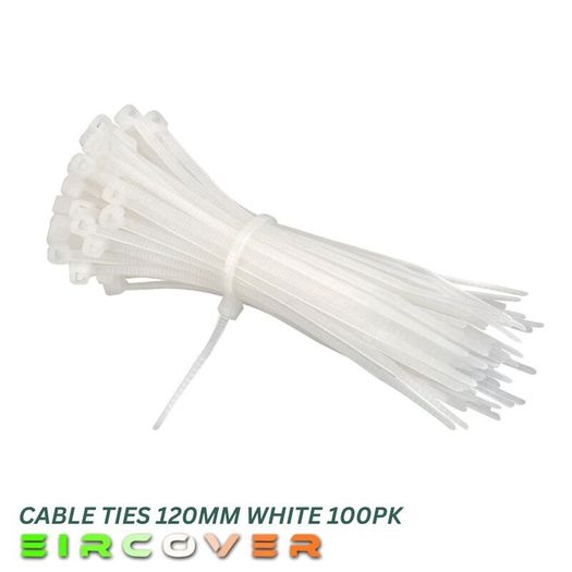 Heavy Duty White Cable Ties 120mm  White 100pk
