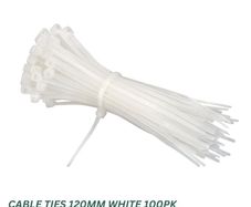 Heavy Duty White Cable Ties 120mm  White 100pk