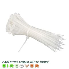 Heavy Duty White Cable Ties 120mm  White 100pk