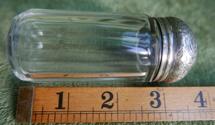 Antique Edwardian 1800s Set 5 Sterling Silver Cut Glass Vanity Pin Bottles Jars