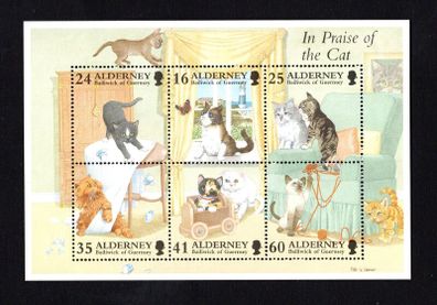 1996 Alderney Cats Commemorative Stamp Miniature Sheet Mint Never Hinged (MNH)