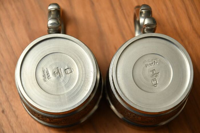 Vintage Pair of Mullingar Pewter Celtic Kells Tankards 10oz Toyota Golf Cup 1987 (Set of 2)