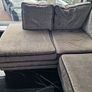 DFS Large Silver Grey L-Shaped Corner Sofa + Matching Footstool Image 2