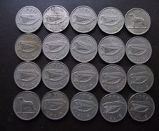 20 Irish 6 pence coins (1942-1967)