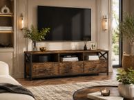 main image for ad Industrial TV Cabinet with 3 Drawers  Rustic Brown Entertainment Unit for TVs up to 65 Inch