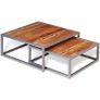 Two Piece Coffee Table Set Solid Acacia Wood Image 6