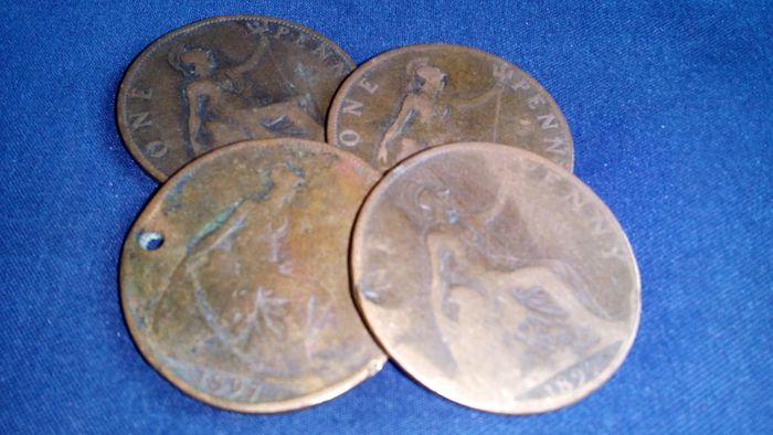 1897 Victoria Pennies.