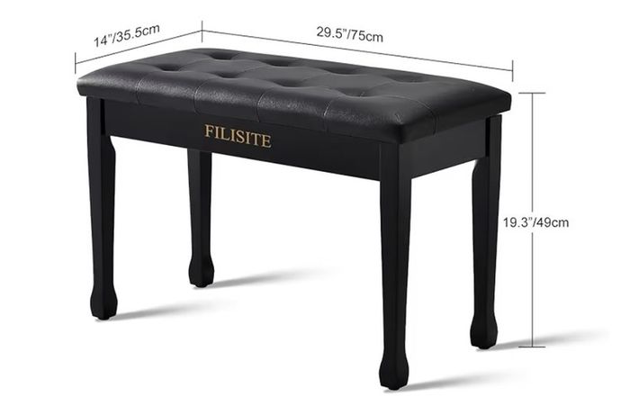 piano, bench and audio transmitter