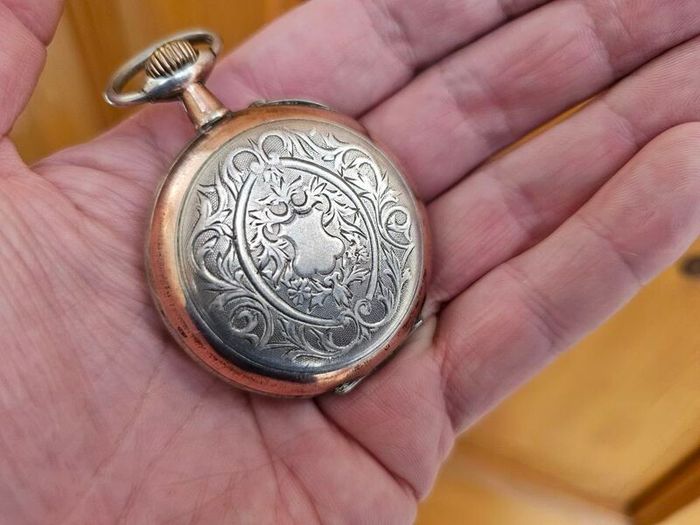 Antique Silver Swiss Made WW1 Era Military Pocket Watch