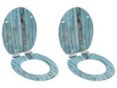 WC Toilet Seats 2 pcs with Soft Close Lids MDF Old Wood Design