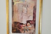 Framed Picture - Egyptian Style With Lovely Gold Surround Frame