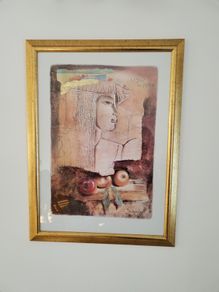 Framed Picture - Egyptian Style With Lovely Gold Surround Frame
