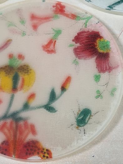 Vintage GUCCI coasters flora and fauna acrylic set of 4 Genuine Rare