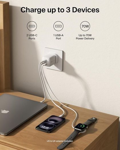 Belkin 3-Port USB-C Plug 70W