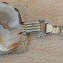 Quality polished stone mid-century modernist 7" link gilt bracelet Costume FREEPOST Image 5