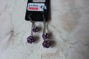Pulse Purple Long Stone Costume  Earrings.   B.N.W.T.
