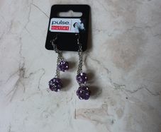 Pulse Purple Long Stone Costume  Earrings.   B.N.W.T.