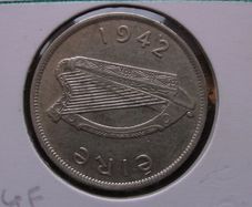 Ireland. Irish Republic. Silver Half Crown (1942)