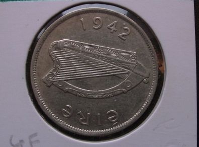 Ireland. Irish Republic. Silver Half Crown (1942)