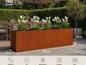 Weathering Steel Garden Rusty  Planter 200 x 40 x 60 cm  Modern Raised Flower Bed