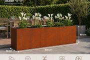 Weathering Steel Garden Rusty  Planter 200 x 40 x 60 cm  Modern Raised Flower Bed
