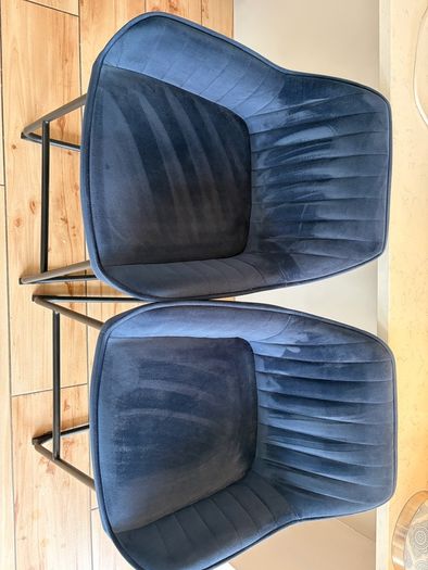 Pair of Navy Blue Velvet Bar Stools Set of 2