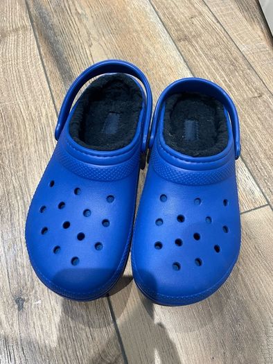 Crocs lined clogs blue size J UK 4 EU 36-37 brand new