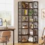 7 Tier L Shaped Corner Bookcase Freestanding Rustic Brown & Black Image 5
