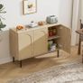 Sideboard Storage Cabinet, Kitchen Cupboard Storage with 3 Doors, Rattan Buffet Cabinet for Living Room, Dining Room, Kitchen, Hallway Image 5