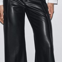 Zara leather effect Wide leg trousers