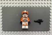 lego Star Wars sw1233 Clone Trooper Commander Cody, 212th Attack Battalion (Phase 2) minifigure- Orange Visor, Nougat Head, Helmet with Holes, Printed Legs