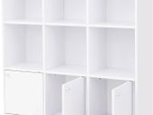 bookshelf, bookcase, free-standing DVD shelf, storage shelf, standing shelf, for living room, bedroom, children's room, office, with 3 doors, white