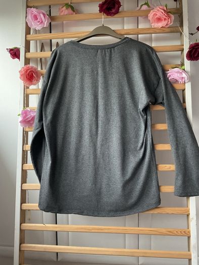 Bnwt Elie charcoal grey embelished top one size long sleeve top