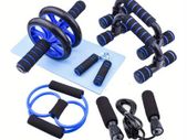 7pcs set Complete Ab Workout Set With Push-up Stand, Mini Mat, Resistance Band, Jump Rope & Hand Gripper