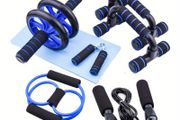 7pcs set Complete Ab Workout Set With Push-up Stand, Mini Mat, Resistance Band, Jump Rope &amp; Hand Gripper