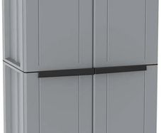 2 Door Cabinet with 1 Internal Shelving and 4 Shelves - 68x37.5x163.5 cm