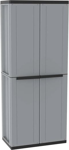 2 Door Cabinet with 1 Internal Shelving and 4 Shelves - 68x37.5x163.5 cm