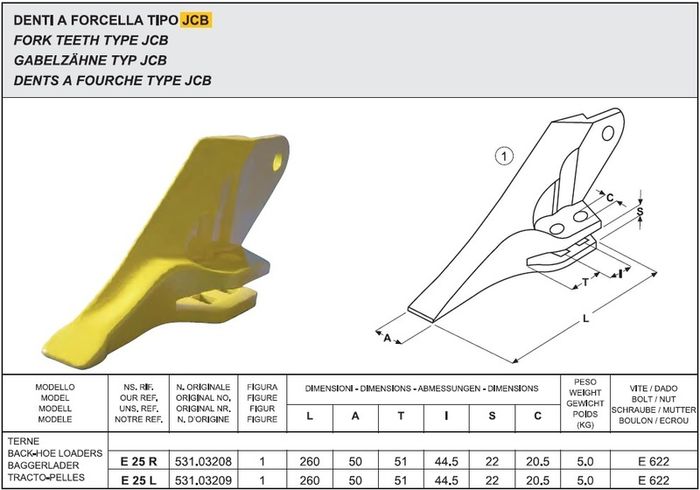 JCB Bucket Teeth 9FL / E25, Excavator teeth