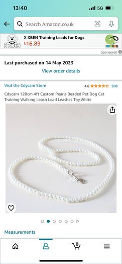 Dog dress and pearl lead for wedding