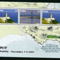 1997 Ireland Stampa Member Souvenir Lighthouse (The Baily) Commemorative Stamps Booklet Pane Overprinted for Stampa Mint Never Hinged (MNH)