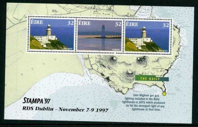 1997 Ireland Stampa Member Souvenir Lighthouse (The Baily) Commemorative Stamps Booklet Pane Overprinted for Stampa Mint Never Hinged (MNH)